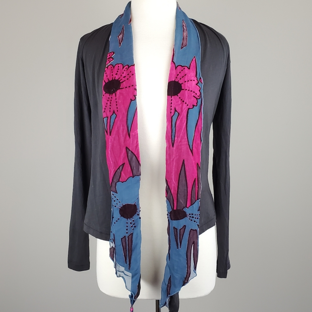 Anna Sui Mixed Media Open Front Top